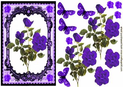 Elegant Purple Roses in Black Lace Frame