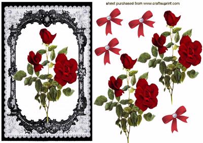 Elegant Red Roses in Black Lace Frame