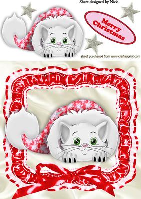 Cute Kitten in Red Christmas Santa Hat 8x8