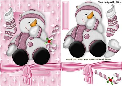 Cheeky Snowman with Stocking in Star Frame