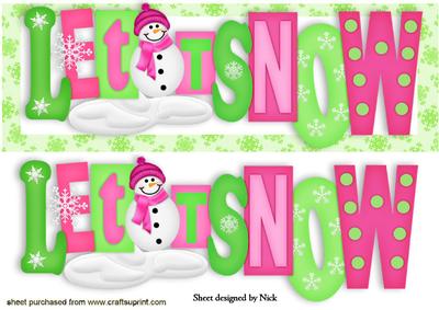 Let It Snow, Christmas Words in Green Frame Dl