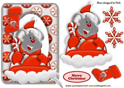 Christmas Mouse on Ski in the Snow