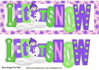 Let It Snow in Chrismas Words in Purple Dl