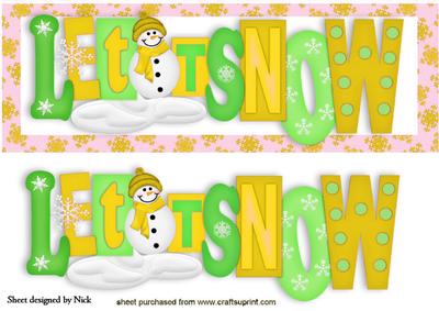 Let It Snow in Gold Christmas Words Dl