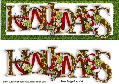 Lovely Christmas Word"holidays" Dl