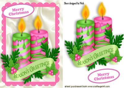 Pretty Pink/green Christmas Candles