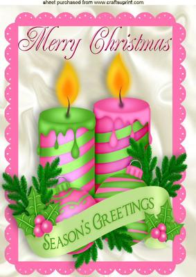 Pink/green Christmas Candles A4