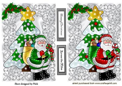 Across the Miles, & Christmas Lighted Santa with Tree Topper
