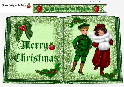 Victorian Children Ice Skating Open Book A4
