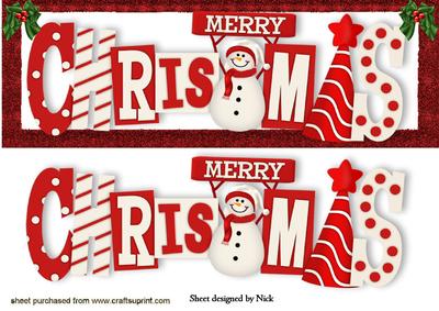 Merry Christmas Word, with Bow Dl