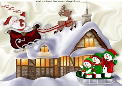 Ho! Ho! Ho! Here Comes Santa Flying Over the Rooftop A4