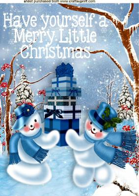 Snowmen Carrying Presents in the Snow A4