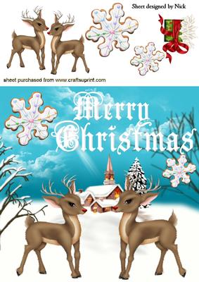 Cute Little Deers in Snowscene 8x8
