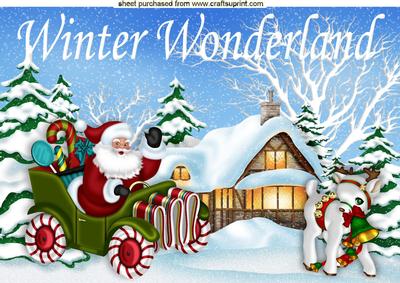 Winter Wonderland with Santa and Deer A4