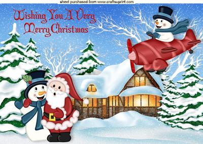 Here I Come! Santa and Snowman A4