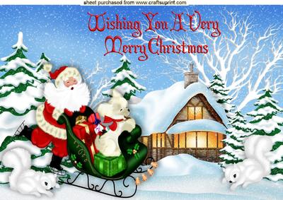 Santa and Friends in Snowscene A4