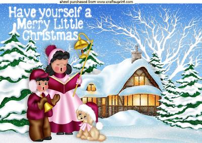 Merry Christmas with Carol Singer and Puppy A4