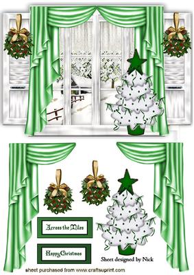 Dress a Window with Christmas Tree and Snow Scence