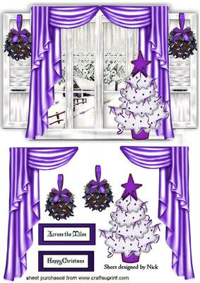 Dress the Window in Purple with Christmas Tree