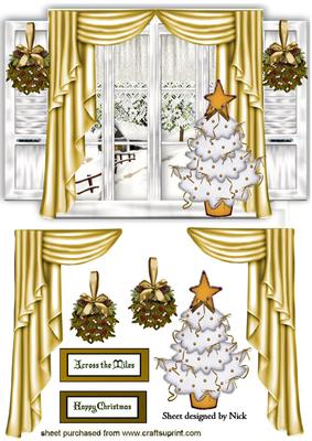 Dress the Window in Gold with Christmas Tree
