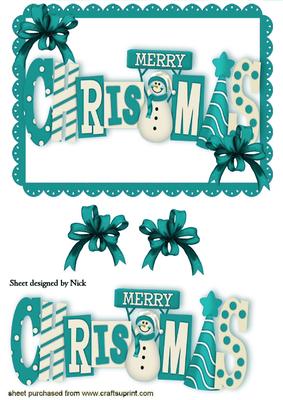 Merry Christmas with Snowman in Turq Words