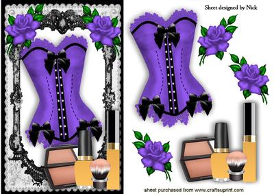 Pretty Purple/black Lace Basque with Makeup
