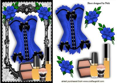 Pretty Blue/black Lace Basque with Makeup
