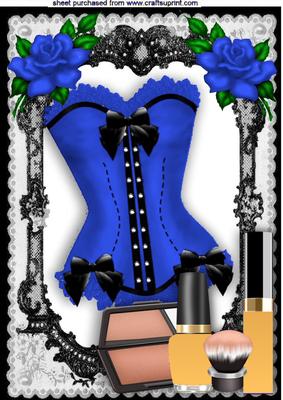 Pretty Blue/black Lace Basque with Makeup A4