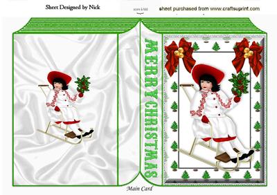 Victorian Little Lady on a Sledge Folded Book
