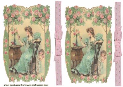 Elegant Victorian Lady in Pretty Floral Background
