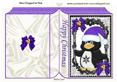 Cute Little Penguin in Santa Hat Folded Book