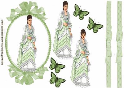 Elegant Victorian Lady in Green in Oval Frame