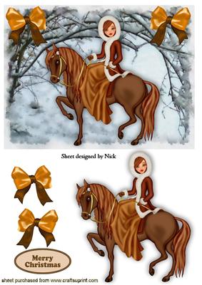 Pretty Lady Riding a Horse in the Snow