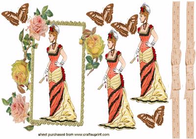 Beautiful Elegant Victorian Lady on Stunning Floral Frame