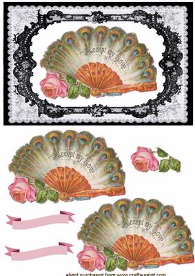 Elegant Floral Fan on Stunning Black Lace Frame