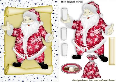 Santa on a Scroll with Milk and Cookies