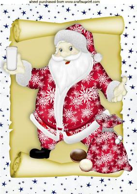 Santa on a Scroll with Milk and Cookies A4