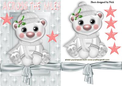 Across the Miles Cute Polar Bear in Star Frame