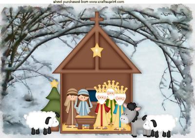 Nativity Scene with Stable and Animals A4