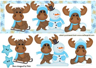Reindeers Playing in the Snow with Stars Dl
