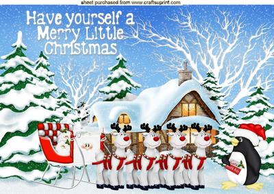 Sleigh Ride in the Snow with Reindeers A4