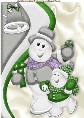 Skating Snowmen with Silver Bell A4