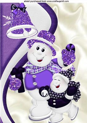 Cute Skating Snowmen with Purple Bell A4
