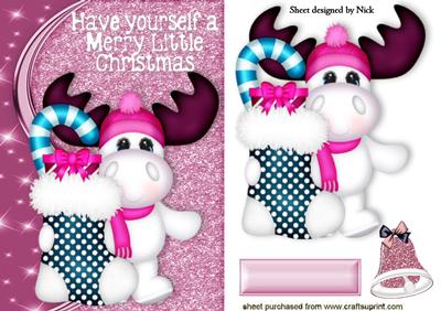 Reindeer with Stocking and Pink Bell