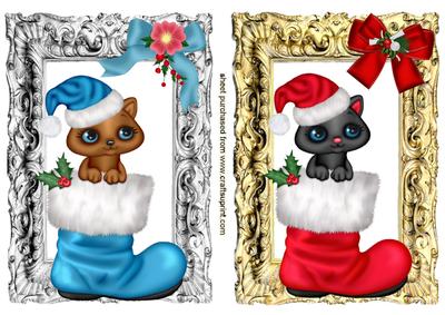 Cute Kitties in Santa Stockings Toppers