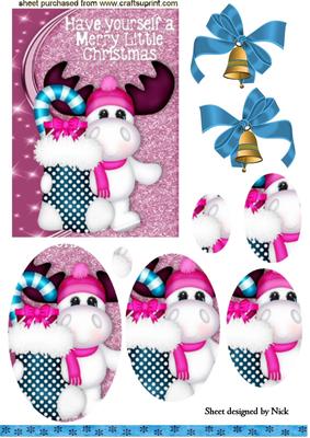 Reindeer with Stocking and Bell Oval Pyramids