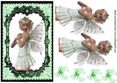 Gorgeous Fairy in Pretty Green Lace Frame