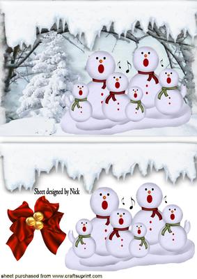 Singing Snowmen in the Snow with Bow