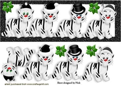 Snow Tigers in Santa Hats Dl