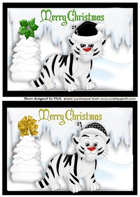 Snow Tigers with Christmas Tree and Snow Toppers